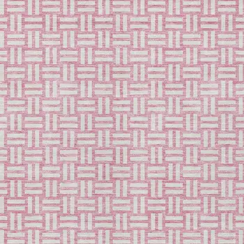 5' X 8' Pink And Ivory Geometric Washable Indoor Outdoor Area Rug