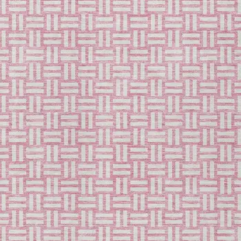 8' X 10' Pink And Ivory Geometric Washable Indoor Outdoor Area Rug