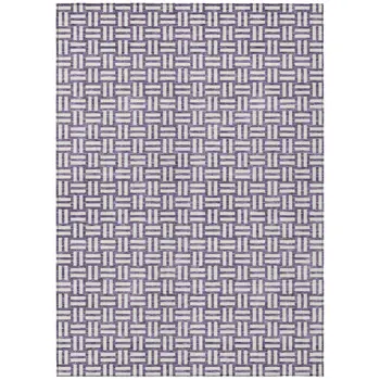 5' X 8' Purple And Ivory Geometric Washable Indoor Outdoor Area Rug