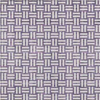 9' X 12' Purple And Ivory Geometric Washable Indoor Outdoor Area Rug
