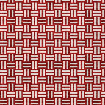 3' X 5' Red And Ivory Geometric Washable Indoor Outdoor Area Rug