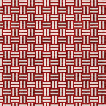 5' X 8' Red And Ivory Geometric Washable Indoor Outdoor Area Rug
