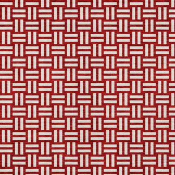 8' X 10' Red And Ivory Geometric Washable Indoor Outdoor Area Rug