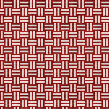 9' X 12' Red And Ivory Geometric Washable Indoor Outdoor Area Rug