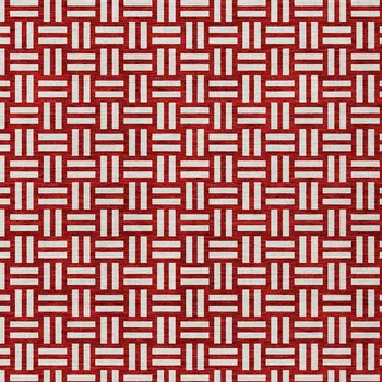 10' X 14' Red And Ivory Geometric Washable Indoor Outdoor Area Rug