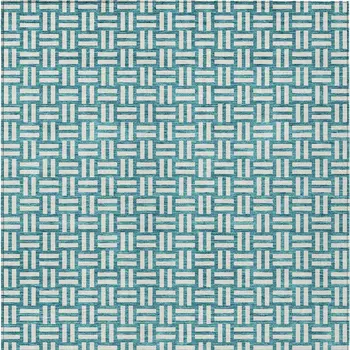 10' X 14' Teal Blue And Gray Geometric Washable Indoor Outdoor Area Rug