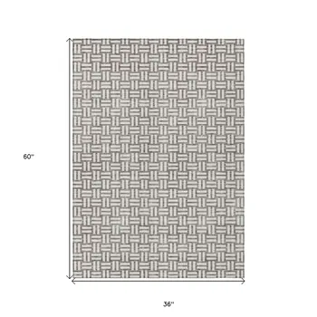 3' X 5' Taupe And Gray Geometric Washable Indoor Outdoor Area Rug