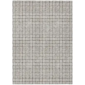 9' X 12' Taupe And Gray Geometric Washable Indoor Outdoor Area Rug