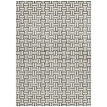 10' X 14' Taupe And Gray Geometric Washable Indoor Outdoor Area Rug