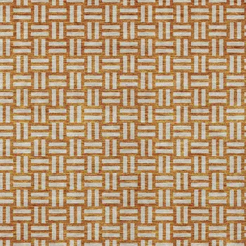 3' X 5' Terra Cotta And Beige Geometric Washable Indoor Outdoor Area Rug