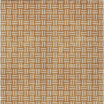 8' X 10' Terra Cotta And Beige Geometric Washable Indoor Outdoor Area Rug