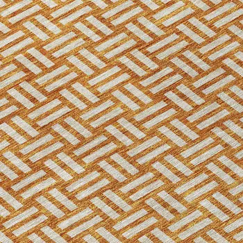8' X 10' Terra Cotta And Beige Geometric Washable Indoor Outdoor Area Rug