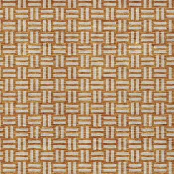 9' X 12' Terra Cotta And Beige Geometric Washable Indoor Outdoor Area Rug