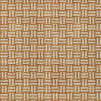10' X 14' Terra Cotta And Beige Geometric Washable Indoor Outdoor Area Rug