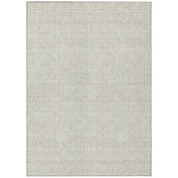 3' X 5' Beige And Ivory Geometric Washable Indoor Outdoor Area Rug