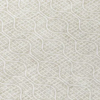 8' Beige And Ivory Round Geometric Washable Indoor Outdoor Area Rug