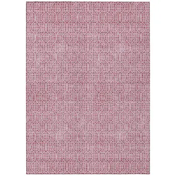 3' X 5' Blush And Ivory Geometric Washable Indoor Outdoor Area Rug