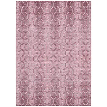 3' X 5' Blush And Ivory Geometric Washable Indoor Outdoor Area Rug