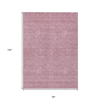 8' X 10' Blush And Ivory Geometric Washable Indoor Outdoor Area Rug