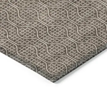 5' X 8' Brown And Beige Geometric Washable Indoor Outdoor Area Rug