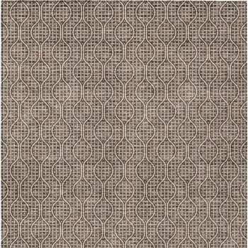 10' X 14' Brown And Beige Geometric Washable Indoor Outdoor Area Rug
