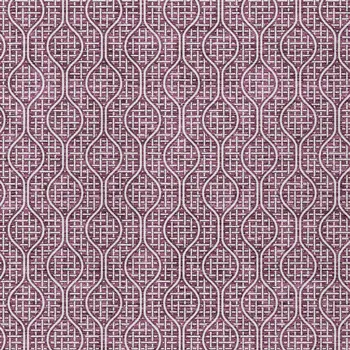 5' X 8' Eggplant And Ivory Geometric Washable Indoor Outdoor Area Rug