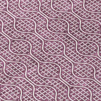 9' X 12' Eggplant And Ivory Geometric Washable Indoor Outdoor Area Rug