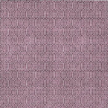 10' X 14' Eggplant And Ivory Geometric Washable Indoor Outdoor Area Rug