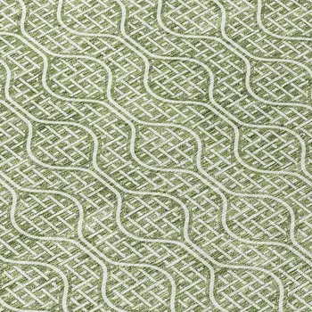 5' X 8' Green And Ivory Geometric Washable Indoor Outdoor Area Rug