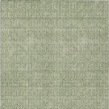 10' X 14' Green And Ivory Geometric Washable Indoor Outdoor Area Rug