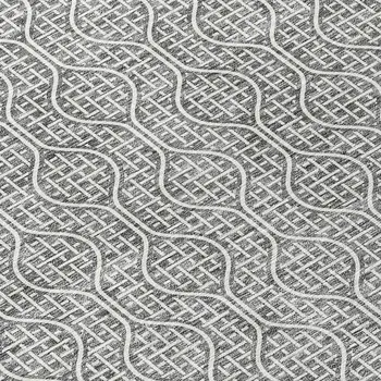3' X 5' Gray And Ivory Geometric Washable Indoor Outdoor Area Rug