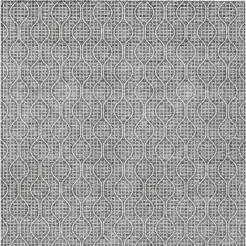 8' X 10' Gray And Ivory Geometric Washable Indoor Outdoor Area Rug