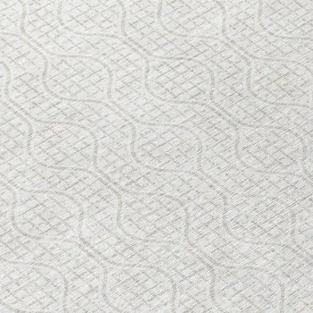 8' Ivory And Beige Round Geometric Washable Indoor Outdoor Area Rug