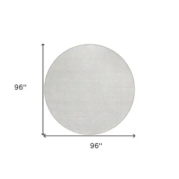 8' Ivory And Beige Round Geometric Washable Indoor Outdoor Area Rug
