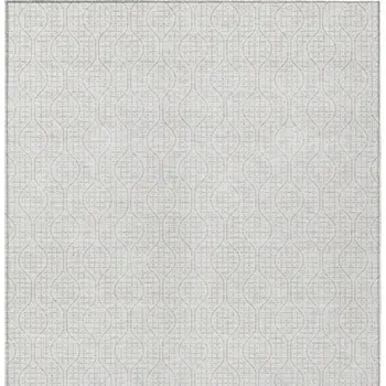 9' X 12' Ivory And Beige Geometric Washable Indoor Outdoor Area Rug