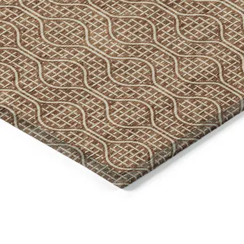 5' X 8' Brown And Beige Geometric Washable Indoor Outdoor Area Rug