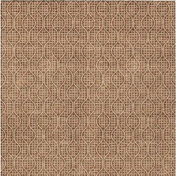 10' X 14' Brown And Beige Geometric Washable Indoor Outdoor Area Rug