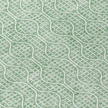 8' Sage And Gray Round Geometric Washable Indoor Outdoor Area Rug