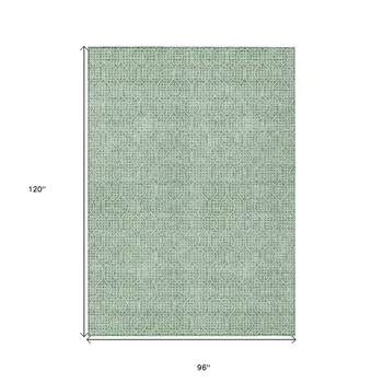 8' X 10' Sage And Gray Geometric Washable Indoor Outdoor Area Rug