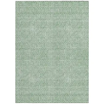 9' X 12' Sage And Gray Geometric Washable Indoor Outdoor Area Rug