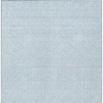 8' X 10' Sky Blue And Ivory Geometric Washable Indoor Outdoor Area Rug