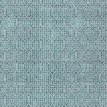 8' X 10' Teal Blue And Ivory Geometric Washable Indoor Outdoor Area Rug