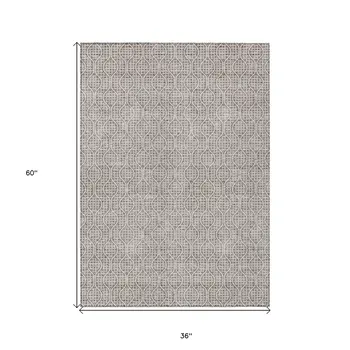 3' X 5' Taupe And Beige Geometric Washable Indoor Outdoor Area Rug