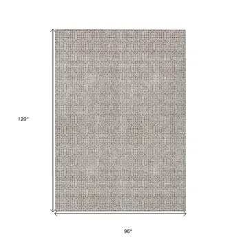 8' X 10' Taupe And Beige Geometric Washable Indoor Outdoor Area Rug