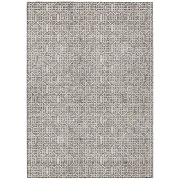 8' X 10' Taupe And Beige Geometric Washable Indoor Outdoor Area Rug