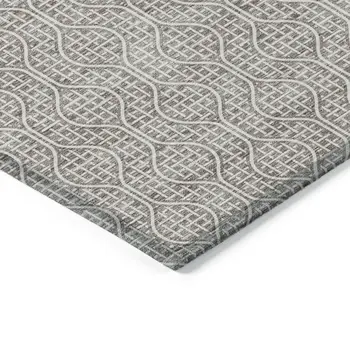 8' X 10' Taupe And Beige Geometric Washable Indoor Outdoor Area Rug