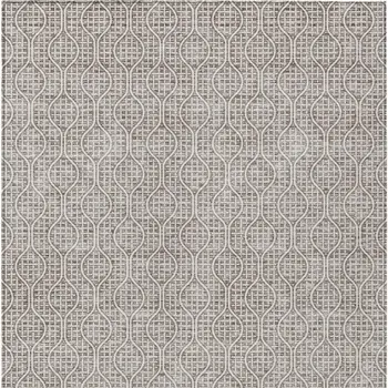8' X 10' Taupe And Beige Geometric Washable Indoor Outdoor Area Rug