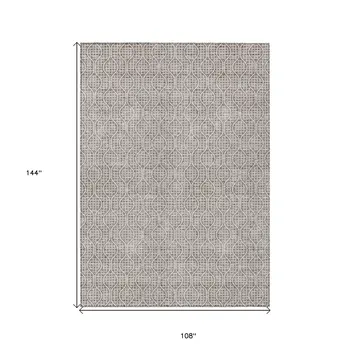 9' X 12' Taupe And Beige Geometric Washable Indoor Outdoor Area Rug