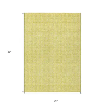 3' X 5' Yellow And Gray Geometric Washable Indoor Outdoor Area Rug