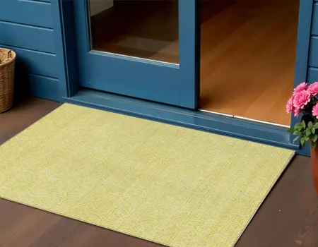 3' X 5' Yellow And Gray Geometric Washable Indoor Outdoor Area Rug
